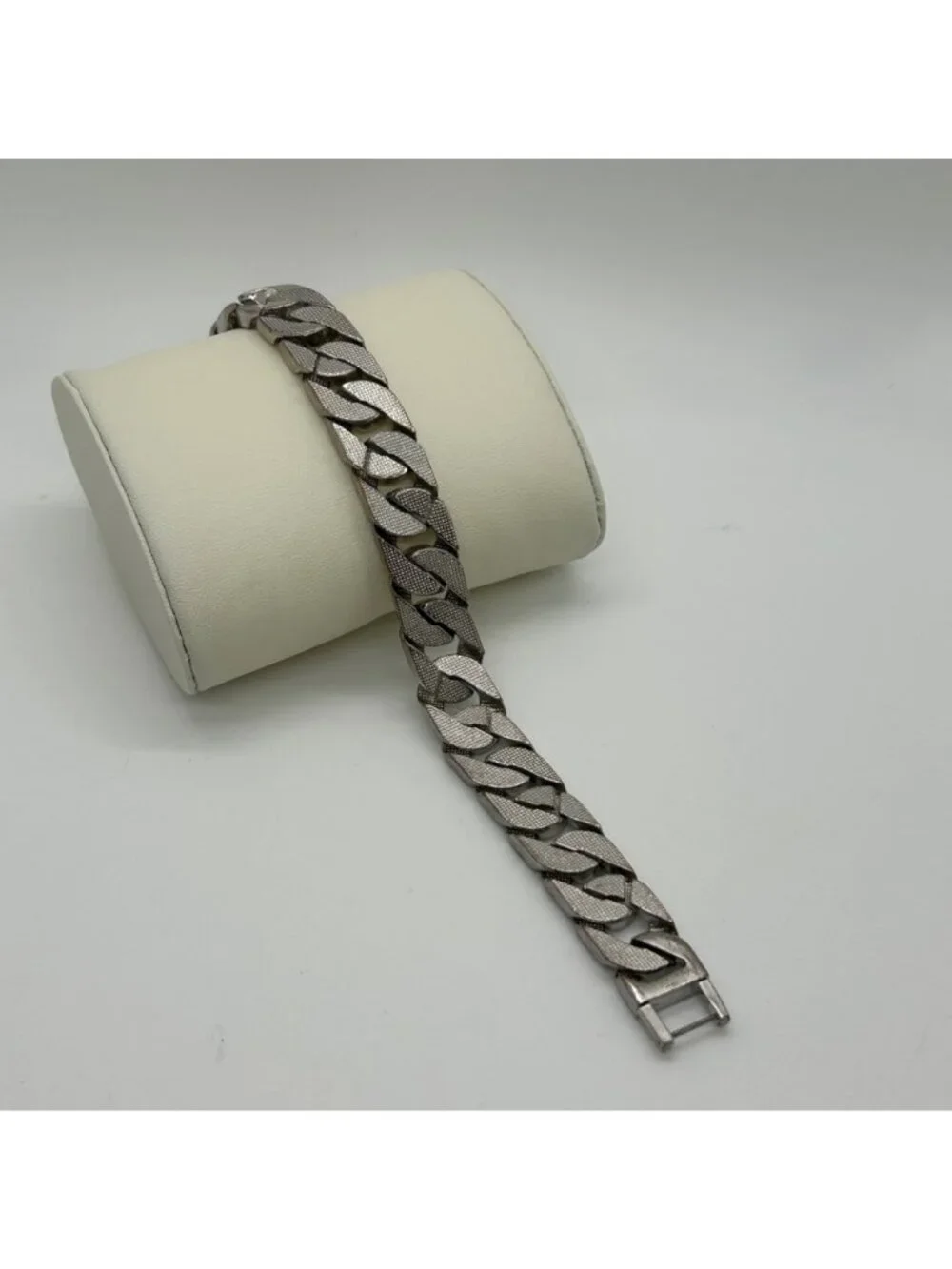 Iced Out Miami Cuban Link Bracelet Mens Hip Hop Bling Silver Tone Pave 7.5 inch